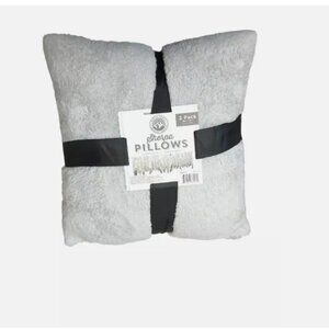 Morgan Home Set of 2 Sherpa Decorative Pillow, GREY, 18 x 18"
